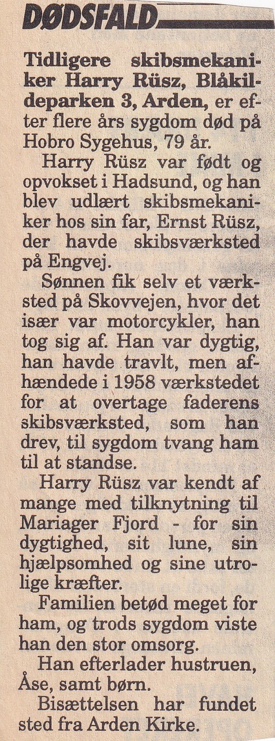 Ernst Harry Rüsz' nekrolog